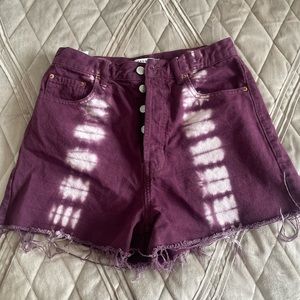 PacSun Ultra High Rise Vintage Shorts Tie Dye Red
